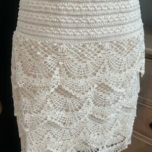 Lace Cream Mini Skirt